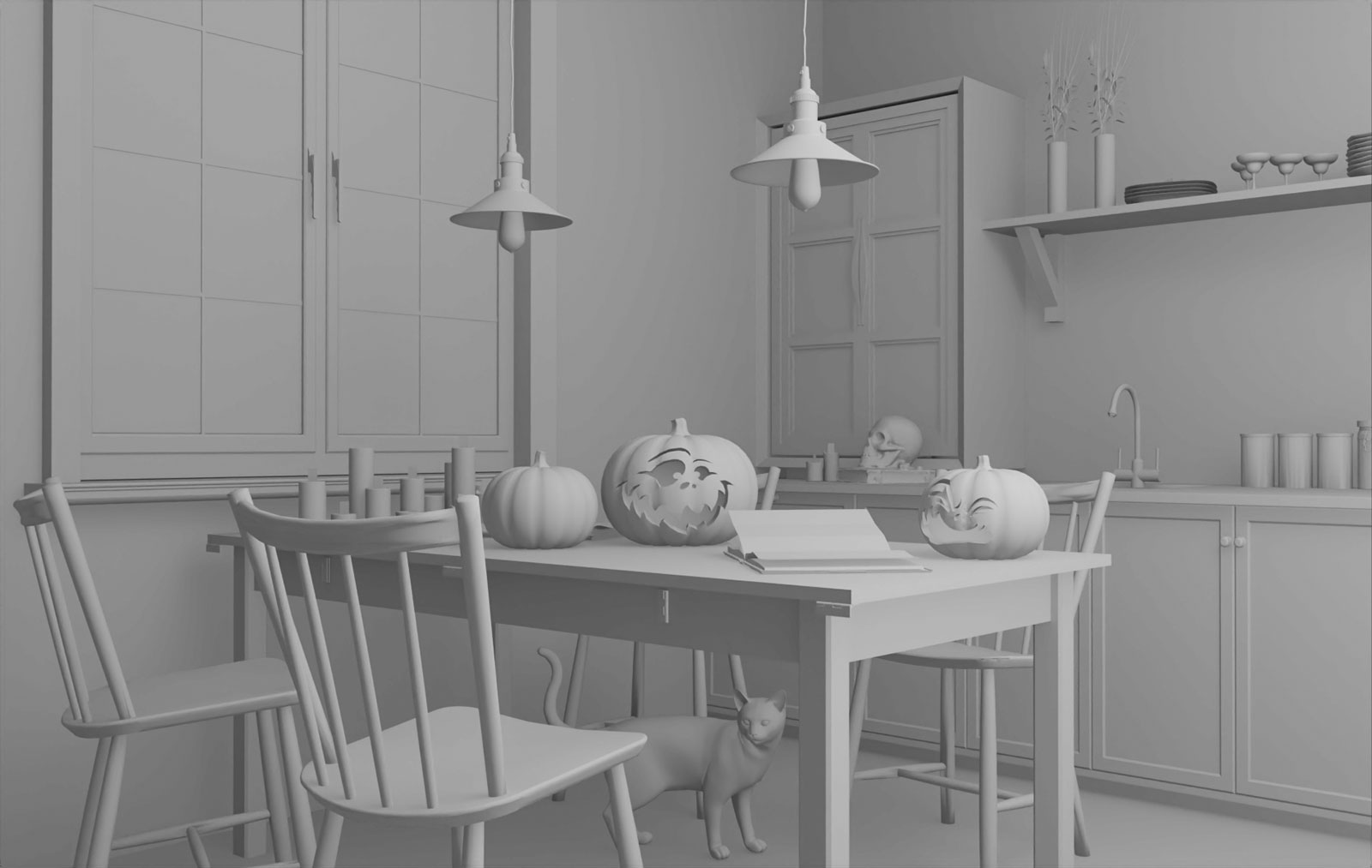 Halloween scene - Bitopia 3D render studio