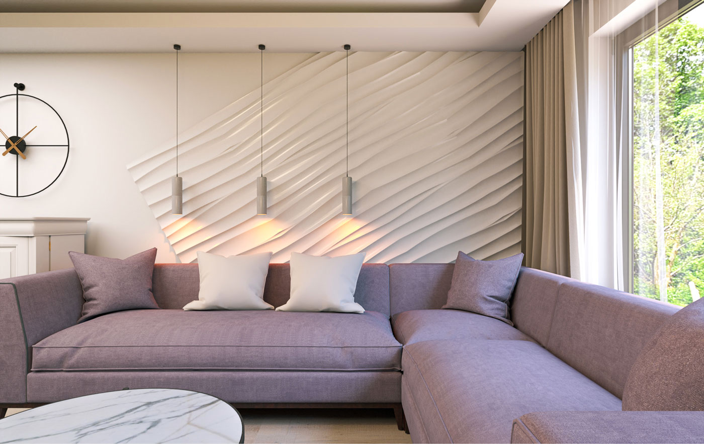 Living room visualization - Sketchup rendering - Bitopia studio