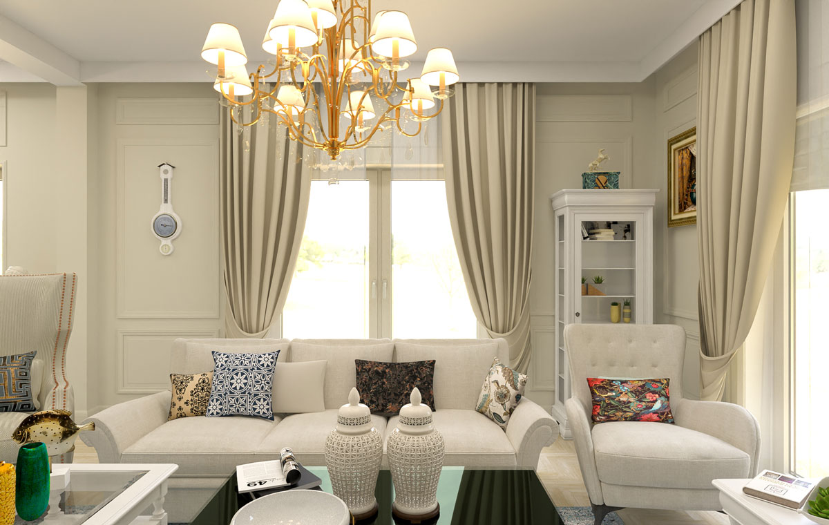 Living room archviz - Sketchup rendering - Bitopia studio