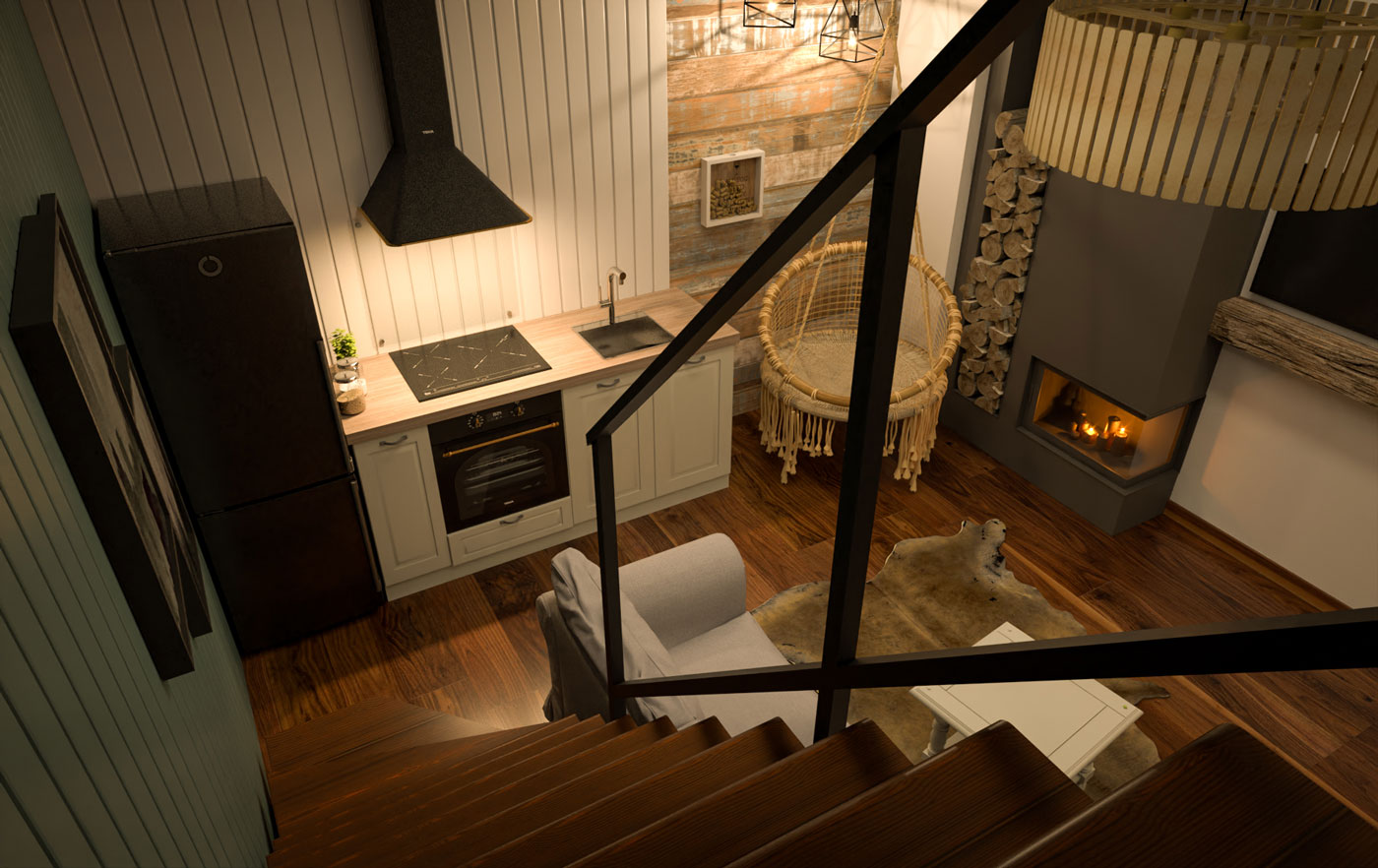 Rustic interior archviz - Sketchup rendering - Bitopia studio